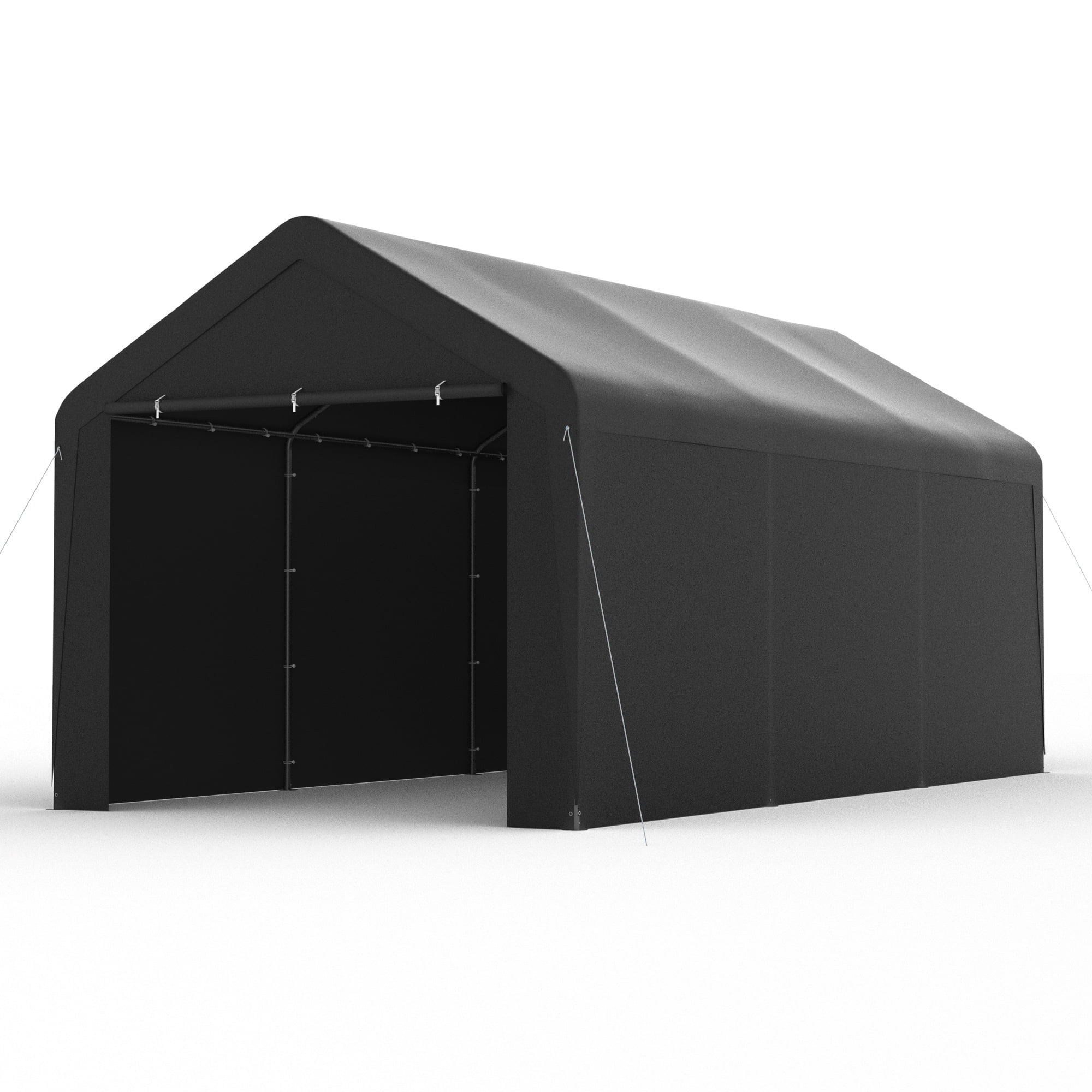 GOJOOASIS 10' x 20' Heavy Duty Carport Storage Shelter Car Canopy Tent with Side Walls, Black