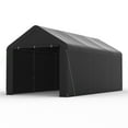 thumbnail image 3 of GOJOOASIS 10' x 20' Heavy Duty Carport Storage Shelter Car Canopy Tent with Side Walls, Black, 3 of 9