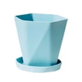 thumbnail image 2 of Juego de 3 macetas de plástico | Macetas decorativas de resina gruesa con base de drenaje, diseño moderno geométrico, 6.5 pulgadas de ancho, transpirable, uso en balcón interior y exterior, 2 of 8