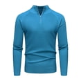 thumbnail image 5 of Men's Stand Collar Sweater Casual Solid Long Sleeve Sweaters Quarter Zip Pullover Fall Raglan Tops Black 2XL, 5 of 5