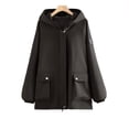 thumbnail image 6 of Htigea Fall Jackets for Women Full Zip Up Hooded Coat Lightweight Outdoor Active Jacket with Pockets Black L, 6 of 7