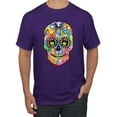 thumbnail image 1 of Wild Bobby Dean Russo Colorful Sugar Skull Streetwear Men Graphic Tee, Purple, X-Large, 1 of 5