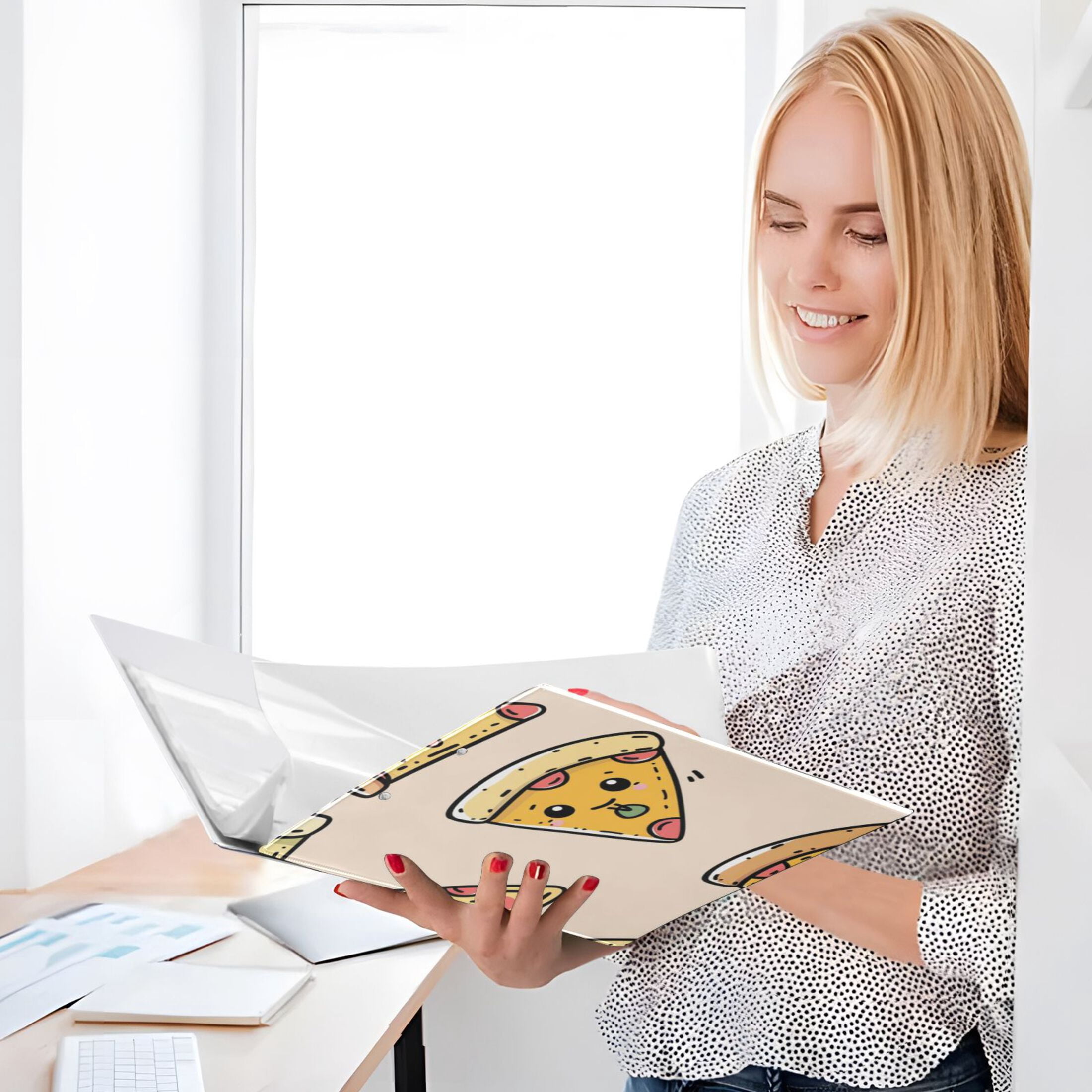 Cute Pizza 3 Ring Binders 1.5 inch Hardcover File Folders with Interior Pockets A4 Size Organizer for School Office Hospital
