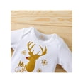 thumbnail image 5 of Seyurigaoka 3Pcs Baby Girls Christmas Outfit, Letter Print Romper + Skirt + Headband, 5 of 9