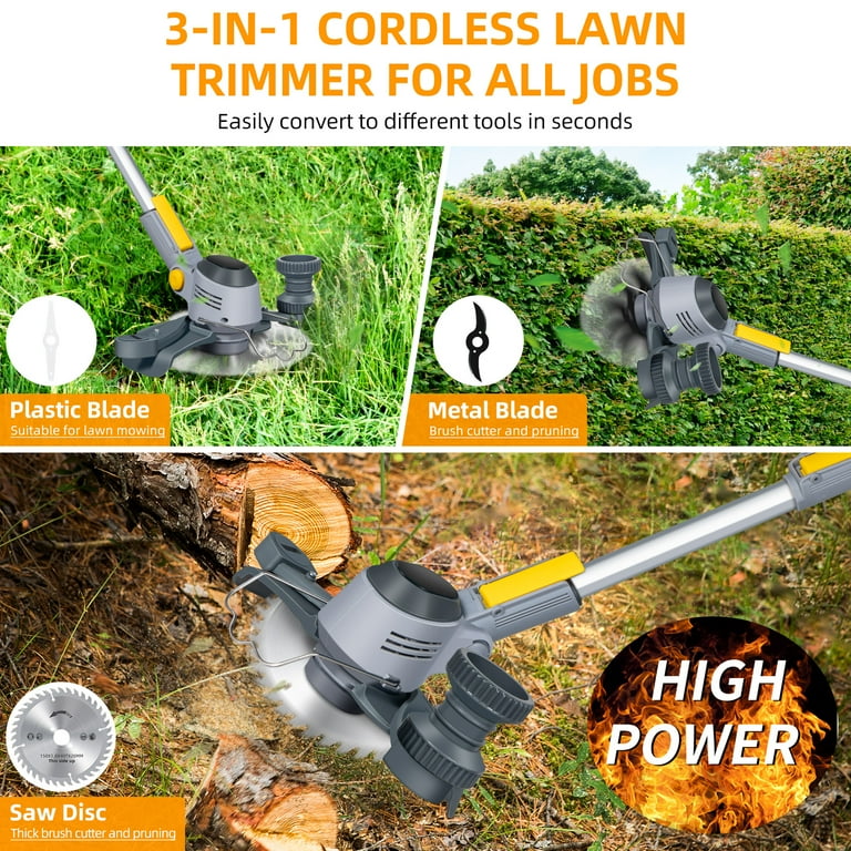 Free Shipping 4 in 1 Wheel Edger Mini Mower Electric Weed Wacker 2x4.0A Battery Powered Walmart