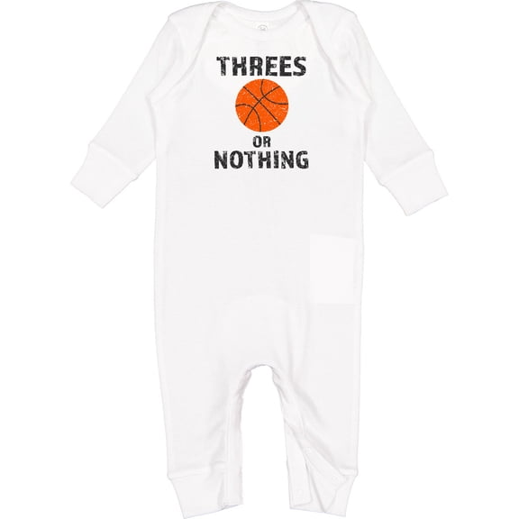 Inktastic Basketball Threes or Nothing Baby Romper Coveralls