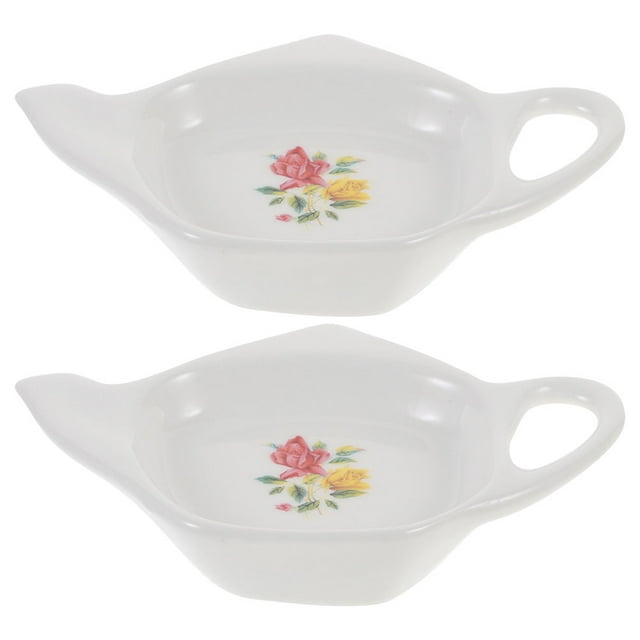 Shisuyan 2pcs Ceramic Teabag Coaster Teabag Dish Teapot Shape Teabag Tray Ceramic Plate