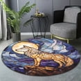 thumbnail image 6 of Circle Area Rug, Wolf Moon Washable Non-Slip Floor Carpet, Soft Rug for Living Room Bedroom Decor 31 Inch, 6 of 6