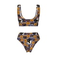 thumbnail image 2 of Honeii Spooky Cats And Halloween Pumpkins Print Women’s Bikini Set,Two Piece Swimsuit Bathing Suits,Stylish High Elasticity Swimwear for Beach and Pool, 2 of 7
