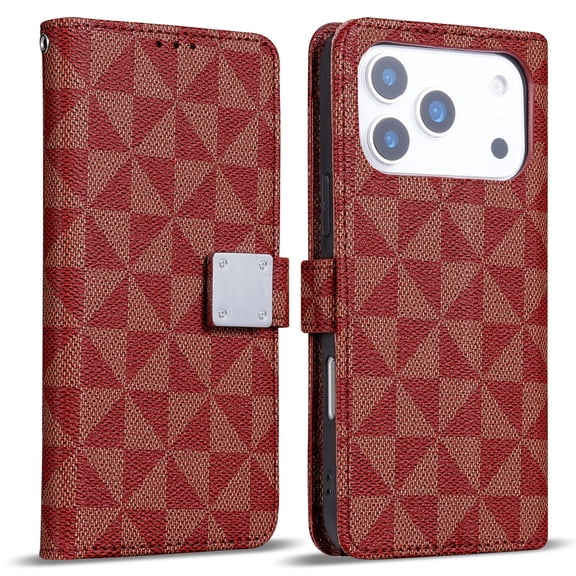 Foldable Triangle Wallet Case for iPhone 17 Pro Max - Red