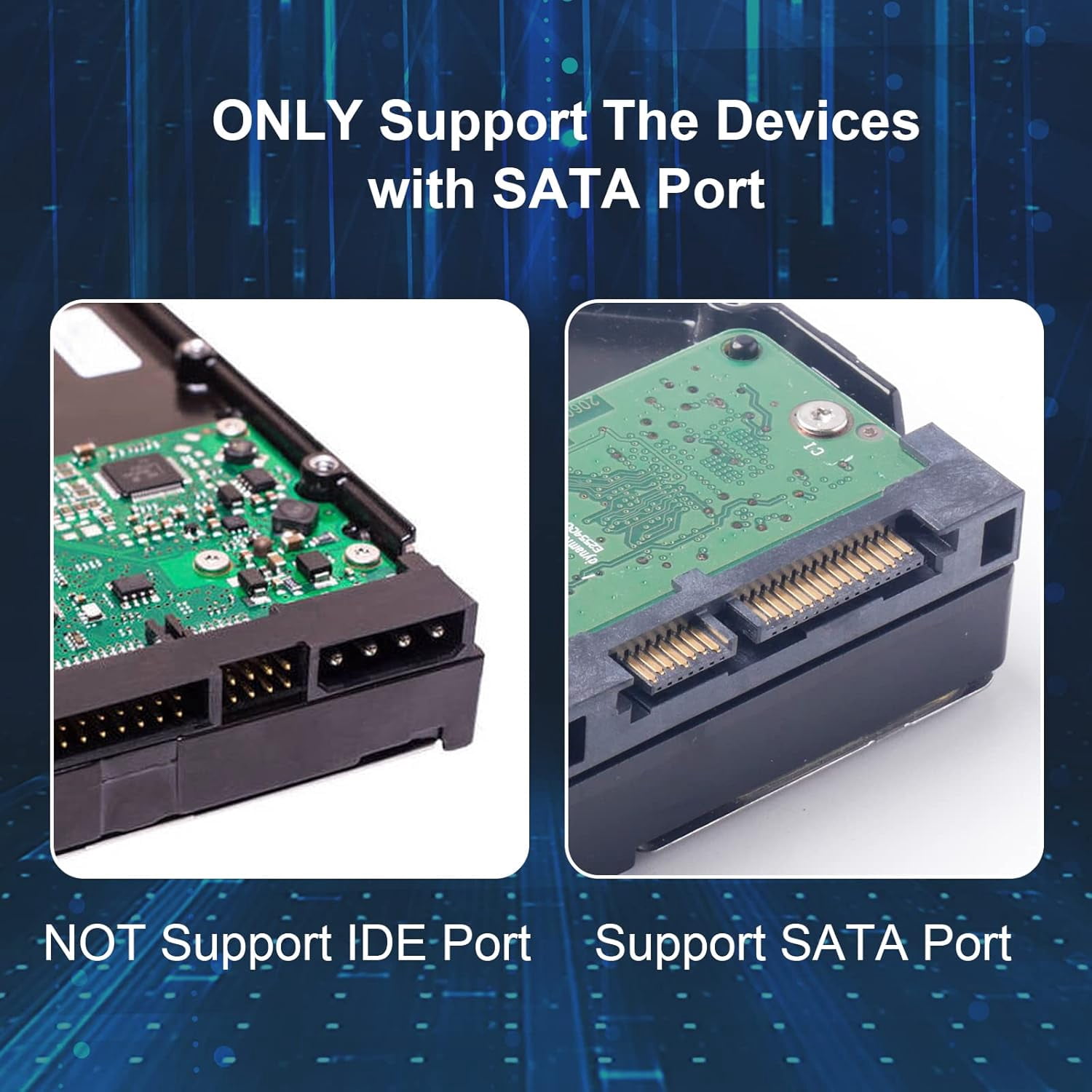 HRTGFD-2-Pack 15Pin SATA to 5 SATA Power Extension Cables Splitter for HDD/SSD - 21 Inches