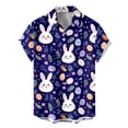 thumbnail image 4 of Easter Print Shirt Casual Long Sleeve Button Down Holiday Party Graphic Novelty Blouse For Summer/Blue/XL, 4 of 5