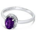 thumbnail image 3 of 14k White Gold Oval Amethyst And Diamond Ring, 3 of 6