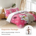 thumbnail image 7 of Christmas Snowman Bedding Duvet Cover Set Twin Size 4 Pieces Winter Ball Snowflake Pink Decoration Bedding Set with Zipper Closure, 1 Comforter Cover 68x86 Inches 1 Flat Sheet & 2 Pillow Cases, 7 of 7