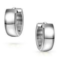 thumbnail image 3 of Bling Jewelry Unisex Simple Basic Polished Round Huggies Mini Hoop Earrings Rose Gold Stainless Steel, 3 of 7