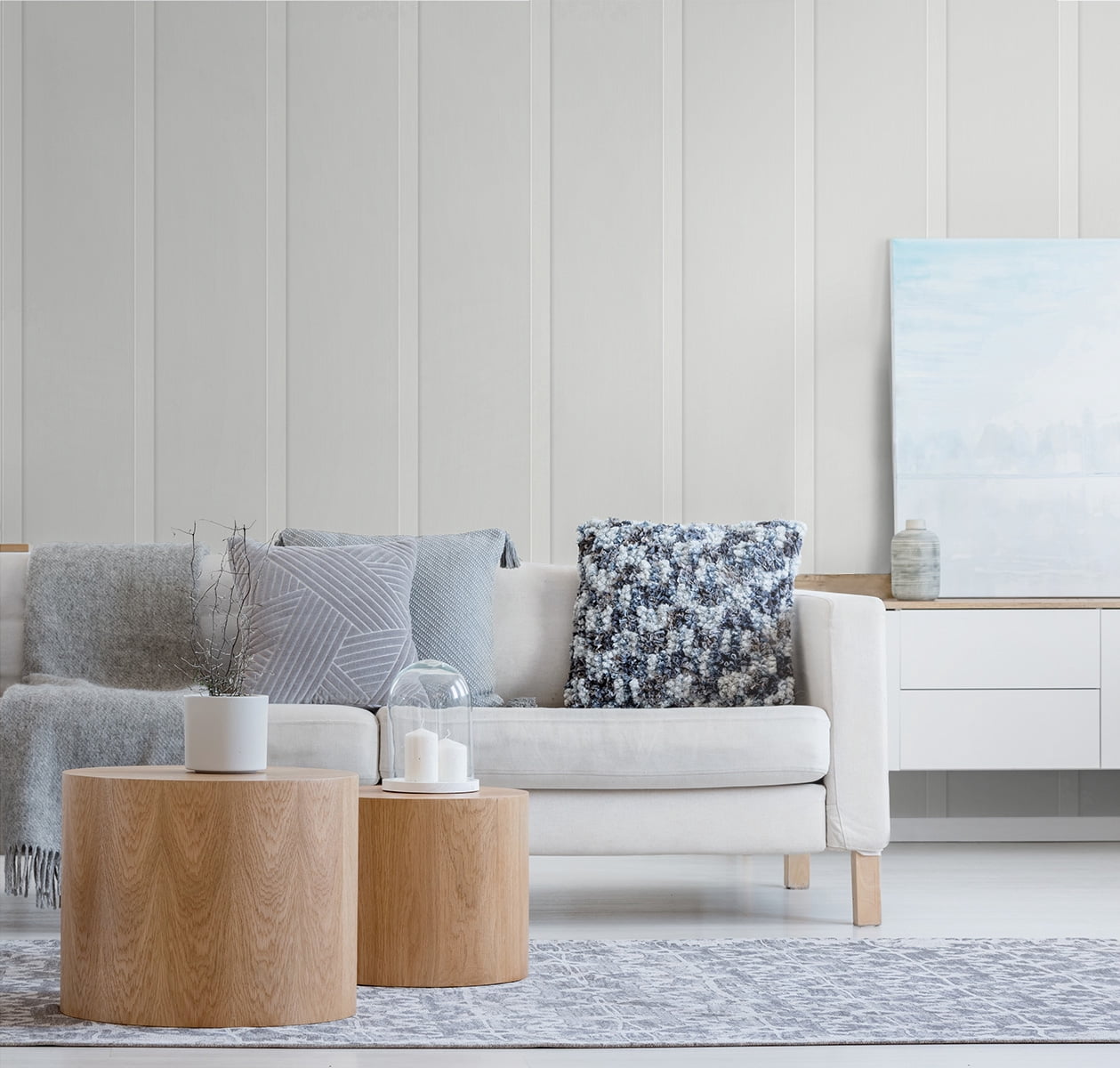 NextWall Arctic Grey Faux Board & Batten Peel and Stick Wallpaper