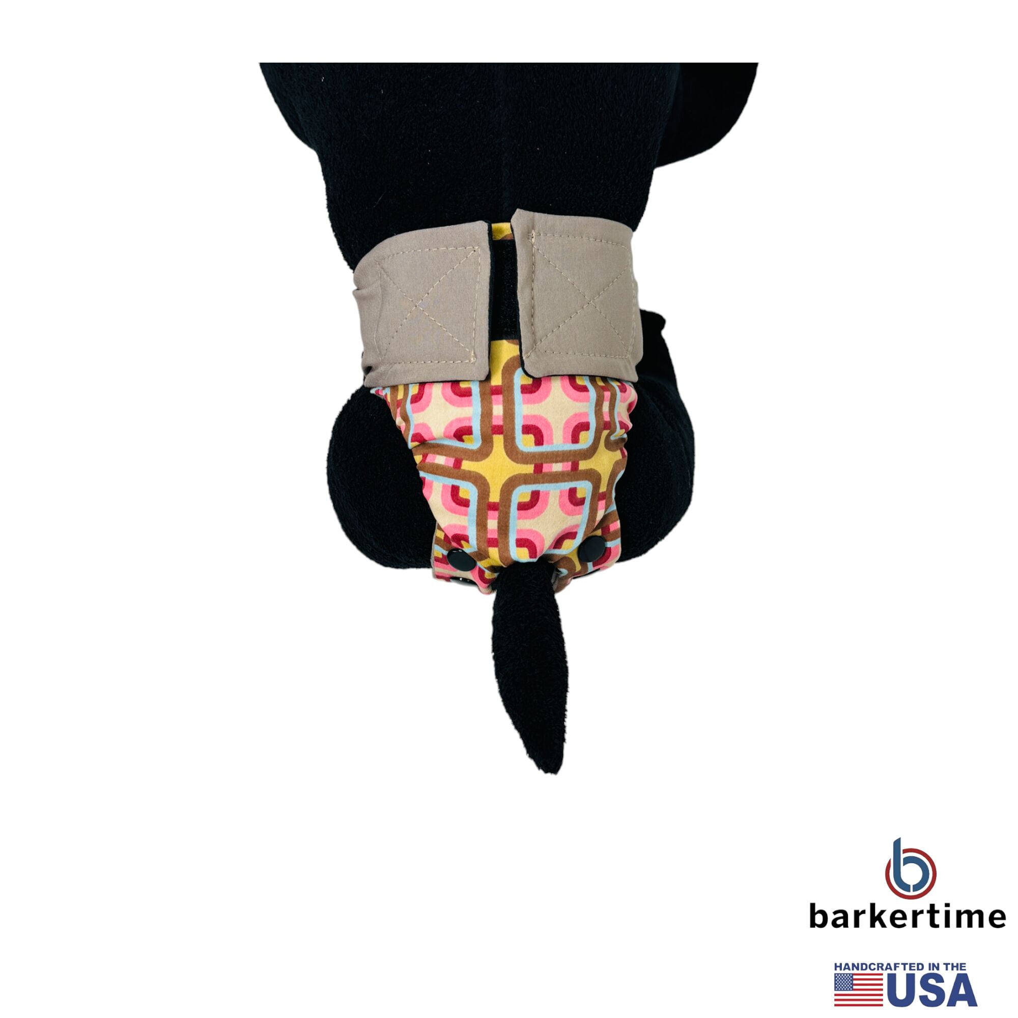 Barkertime Mid Century Pop on Beige Cat Diaper Snappy
