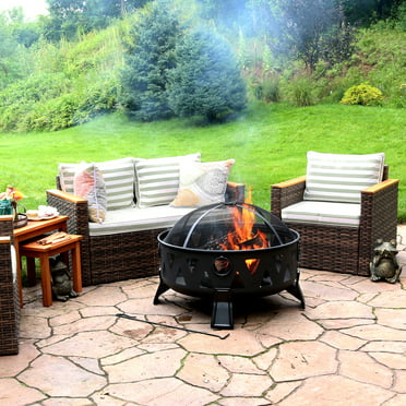 Red Ember Meridian 43 In Round Propane, Red Ember Sechee Large Round Iron Wood Burning Fire Pit