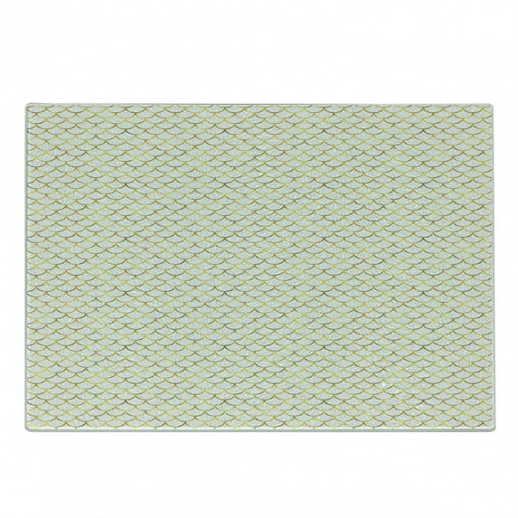 Fish Scale Cutting Board, Simplistic Contemporary Style Japanese Waves with Ombre Color Details, Decorative Tempered Glass Cutting and Serving Board, Small Size, Yellow and White, by Ambesonne