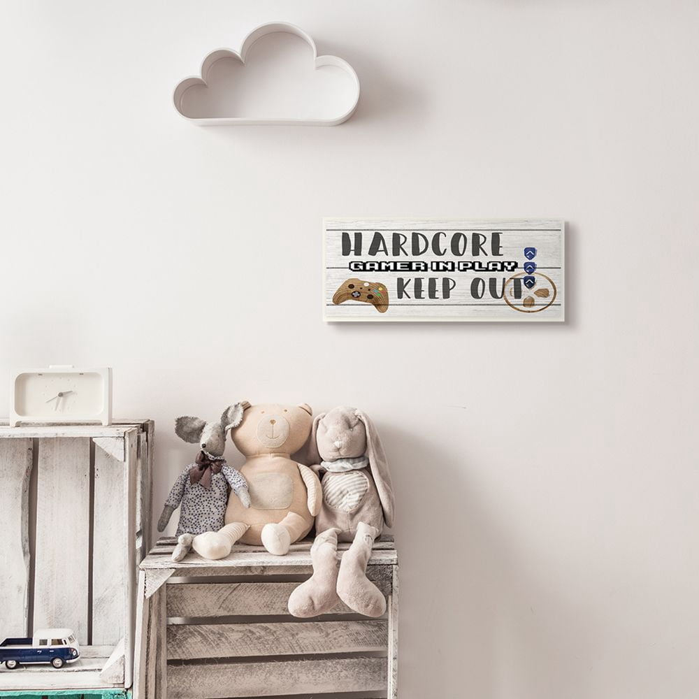 Stupell Industries Gamer in Play Video Game Phrase Kid's Playroom Sign Wall Plaque Design by Daphne Polselli