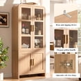 thumbnail image 6 of Vintagearth 77" Tall Kitchen Pantry Cabinet, 1.18'' Thick Panel Curved Storage Cupboard with Adjustable Shelf, Freestanding Organizer for Kitchen, Dining Room, Oak, 6 of 10