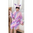 thumbnail image 3 of Animal Print Hooded Bathrobe for Kids - Cotton Towel with Unicorn Design, 3 of 6