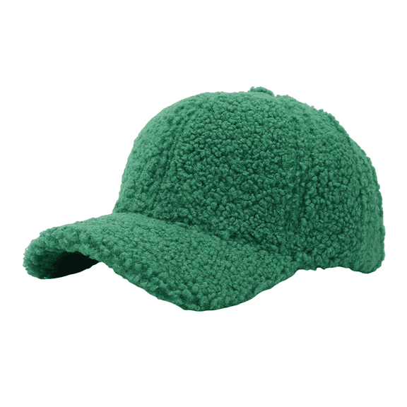 Lamb Wool Baseball Cap for Women Warm Winter Solid Color Hats Teddy Fleece Retro Fashion Cap for Outdoor Travel Green One Size