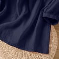 thumbnail image 5 of Linen 3/4 Sleeve Button Shirts Summer Boho Peasant Casual Gauze Clothes Embroidered Tops for Women Navy XXXXL, 5 of 6