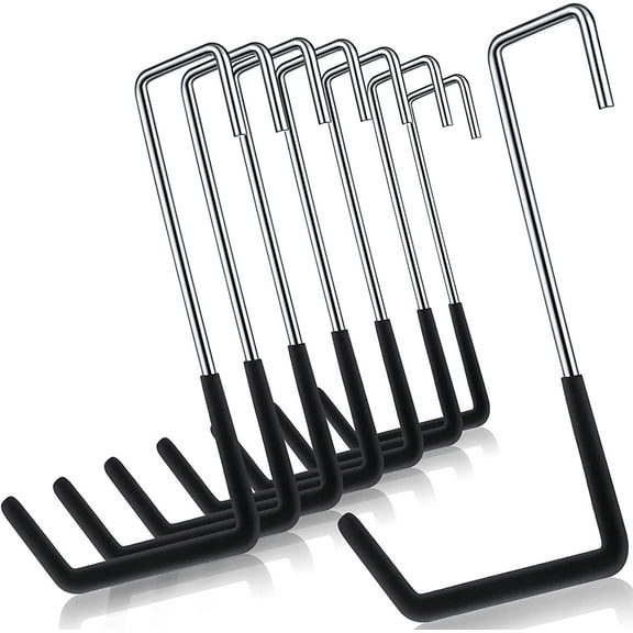 Rafter Hook Heavy Duty Large S Hooks Rafter Hanger Vinyl Coated S Hooks Galvanized Steel for Ladder Bike Hangers Sports Equipment Garage Storage Organizer(Black,8 Pieces)