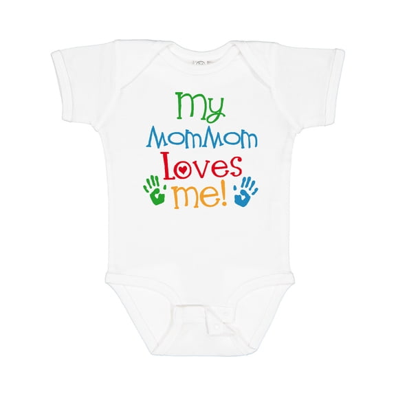 Inktastic Mommom Loves Me Childs Boys or Girls Baby Bodysuit