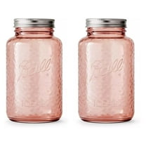 Collectors Edition Vintage Rose Colored Canning Jars, Regular Mouth Quart Jars with Lids and Bands, 32 Oz Each, Pack of 2, 2166214-2PK