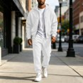 thumbnail image 2 of Delconic Mens Hoodie and Jogger Set Two Piece Tracksuit Full Zip Sweatshirt Drawstring Pants Casual Athletic Outfit White XL, 2 of 7