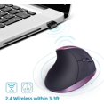thumbnail image 4 of Ratón inalámbrico ergonómico, ratón vertical recargable mano derecha ratón pequeño ajustable 800/1200/1600 Dpi para computadora portátil, púrpura TA, 4 of 5