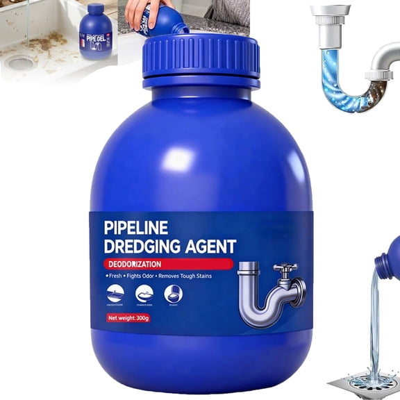 Pipe Drain Cleaner, Professional Strength Pipe Dredging for Kitchen Sinks, Drain Clog Remover Powerful Sink Hair Cleaner for Kitchen, Shower Pipes and Drains 300ml