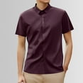 thumbnail image 2 of Men's Business Casual Tee Shirt Solid Color Short Sleeve Button Down Wear Smooth Comfortable Top, 2 of 5