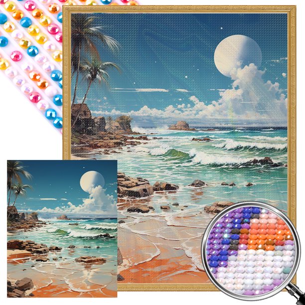 5D DIY taladro redondo completo parcial AB diamante pintura paisaje marino kit decoración del hogar