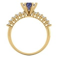 thumbnail image 4 of Clara Pucci 14K Yellow Gold Solid Gold Tanzanite Solitaire with Accents Anniversary Ring for Women - 1.05 cttw Round Cut, 4 of 8