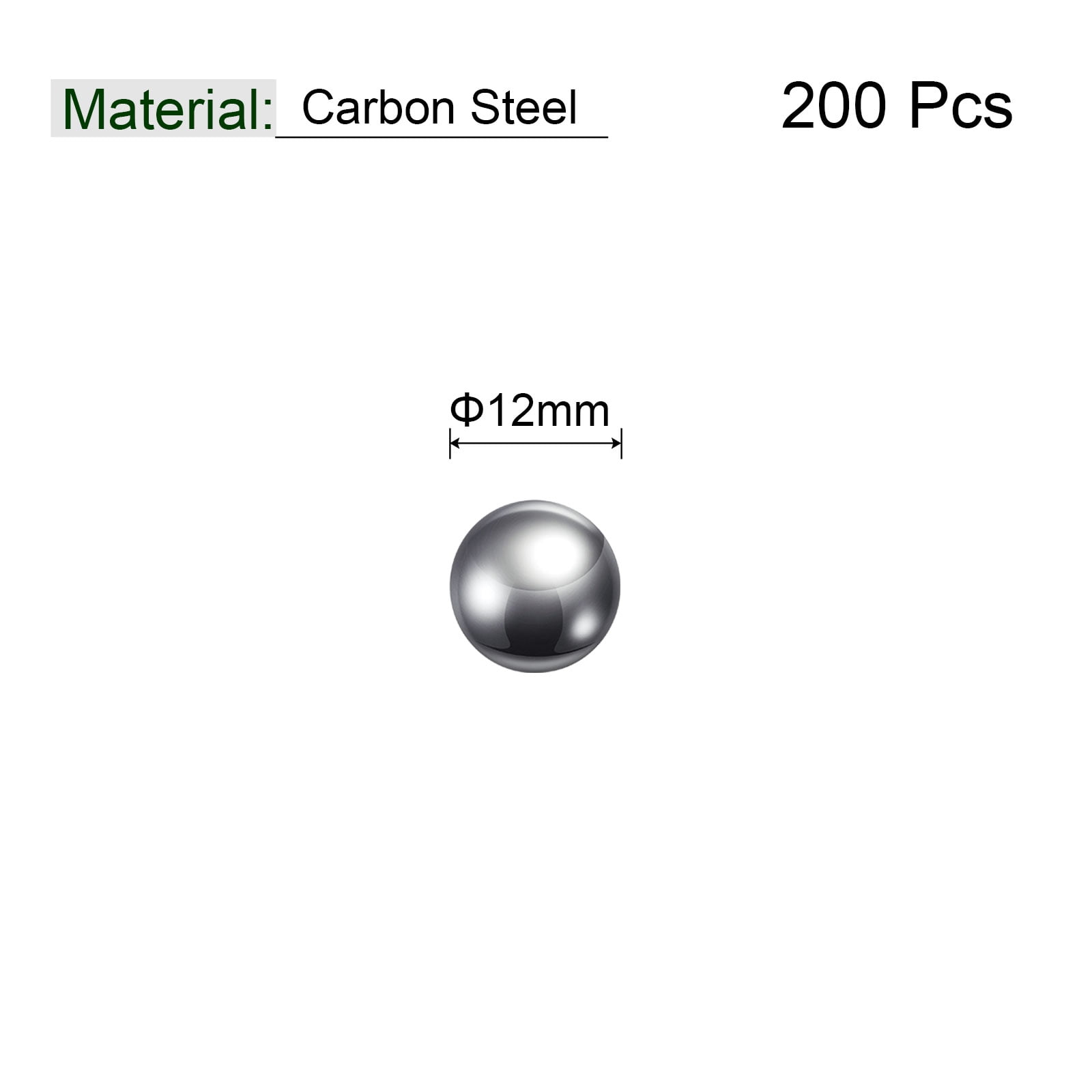 Unique Bargains Durable Carbon Steel Bearing Balls for Various Applications 12mm 200Pcs