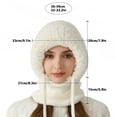 thumbnail image 6 of Womenâs 3-in-1 Winter Knit Balaclava Hat â Fleece Lined Beanie with Scarf & Face Mask, Windproof Thermal Ski Hood, 6 of 9