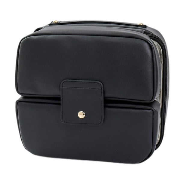 Neceser de maquillaje con cremallera, impermeable, para viajes. Ideal para guardar brochas y artículos de aseo personal para mujer y . Negro
