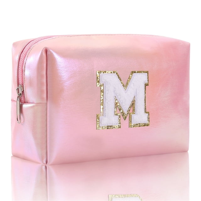 DFC Large Capacity Embroidered Alphabet Makeup Bag Toiletry Bag Travel Storage Bag Clutch Handbag Cosmetic Bag