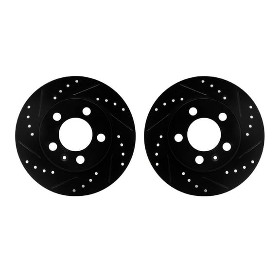 Dynamic Friction Company Rear Brake Rotors-Drilled and Slotted-Black 8002-73070