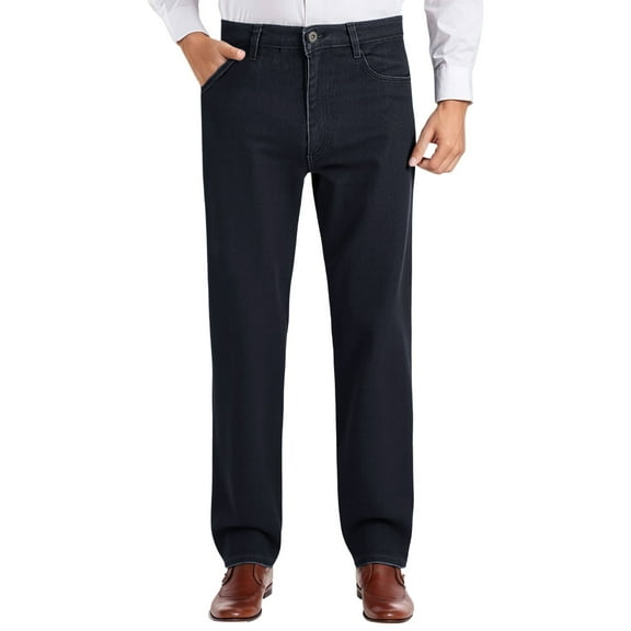 Luwomo Mens Jeans Straight Leg Loose Fit Trousers High Waist Long Style Streetwear Relaxed Fit Denim Pants Black,31