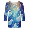 thumbnail image 5 of FDGIU Halloween Shirts for Women Fashion Women's Casual Printed Round Neck 3/4 Sleeve T-shirt Fashionable Blouse Tops Spooky Season Graphic, 5 of 5