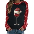 thumbnail image 2 of Aqestyerly Hauts pour Femmes Tendance, Mode de Noël Camouflage Imprimé Col Rond Épaule Manches Longues Chandail en Molleton Hauts, 2 of 4