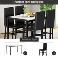 thumbnail image 3 of Rectangle Bar Dining Table Set for 4, Wooden Dining Table and 4 Chairs, Compact Kitchen Table Set for Small Space, White&Black, 3 of 10