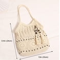 thumbnail image 3 of crochet hobo bag for women boho woven tote bag summer vacation beach handbags bohemian shoulder purse with tassels, 3 of 6
