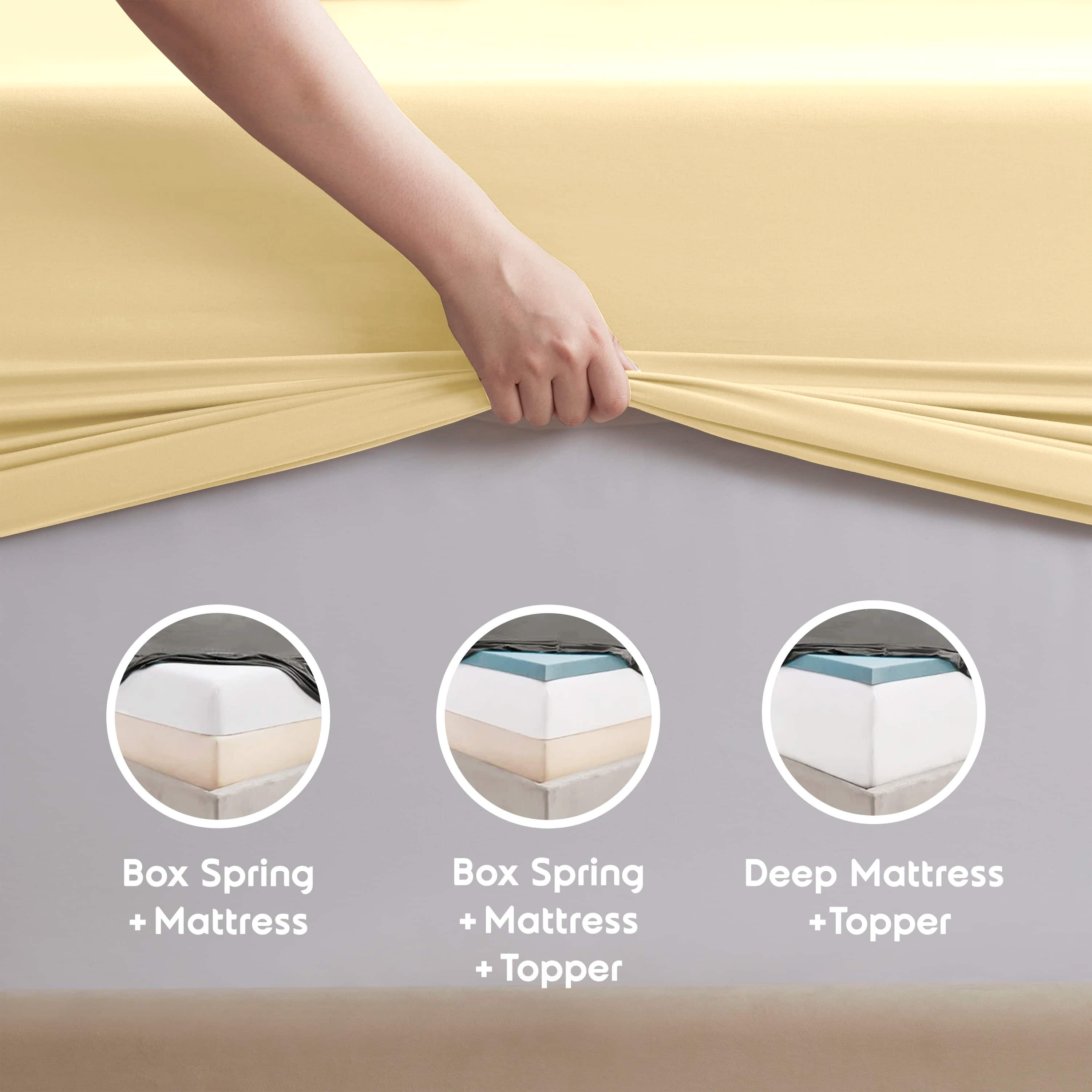 LammaLoe Extra Deep Pocket Sheets Twin Set, 3 Piece, Fits 18"-24" Mattress, Breathable & Extra Soft Bed Sheets, Vanilla Yellow