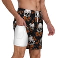 thumbnail image 3 of Picia Butterfly Skull pattern Mens Swim Trunks with Compression Liner Stretch Beach Shorts Quick Dry with Zipper Pockets No-Chafing Board Shorts-Medium, 3 of 9