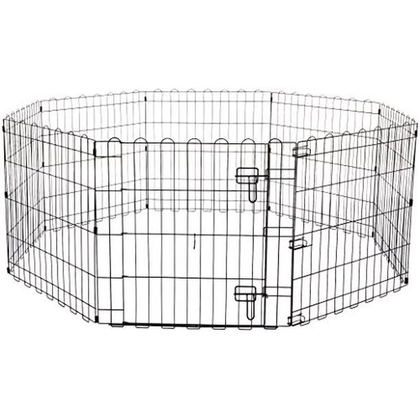 Foldable Metal Pet Dog Exercise Fence Pen With Gate 60 x 60 x 24